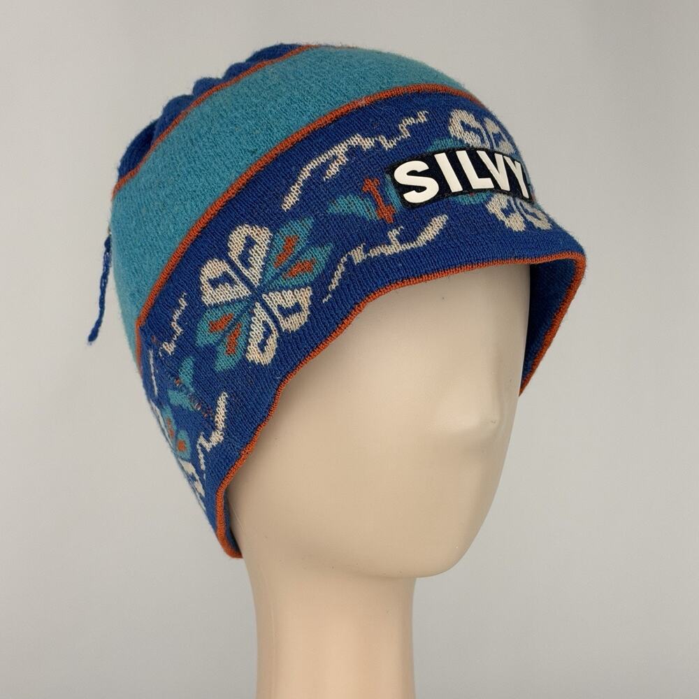 Vintage Silvy Italy Knit Beanie Hat Nordic Wool Blend Drawstring Ski Cap